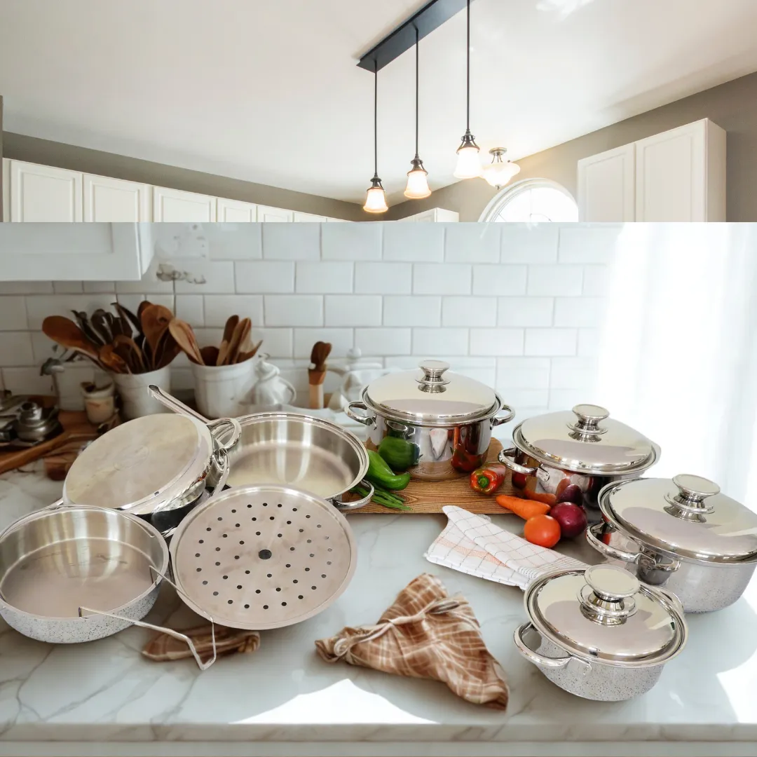 Batería de Cocina de 12 Piezas | Cocina Saludable de Acero Inoxidable Quirúrgico ISALUE